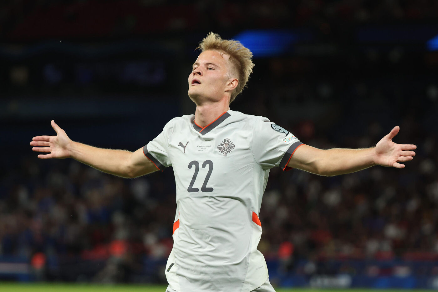 Andri Gudjonhsen, auteur du premier but islandais, s'est vu refuser l'égalisation dans les dernières minutes après l'intervention de la VAR. Icon Sport/DeFodi Images/Tnani Badreddine